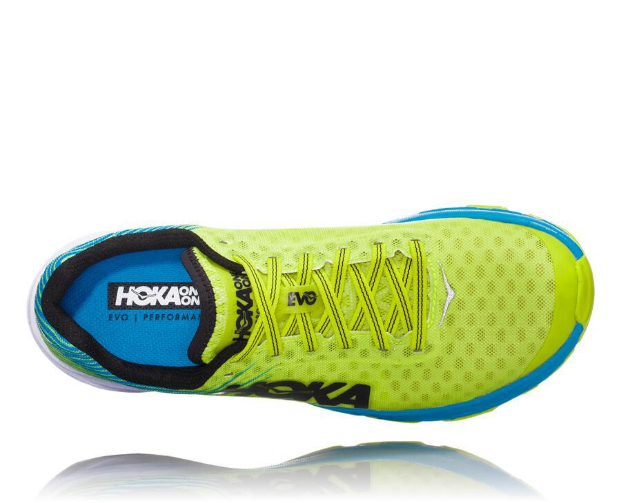 Running Shoes Mens - Hoka One One EVO Carbon Rocket - Green/Blue - WJYVCTH-97